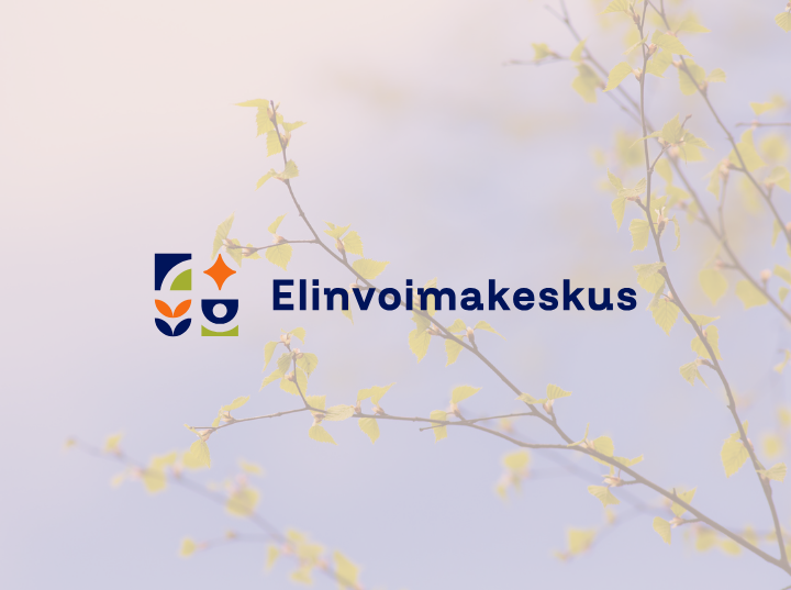 Kuvituskuva, jossa koivunoksia ja elinvoimakeskuksen logo