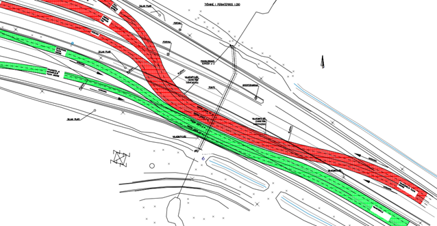 Kuva havainnollistaa ensimmäisen vaiheen liikennejärjestelyjä.