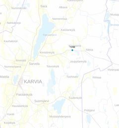 Karvian siltakohde merkittynä kartalla.