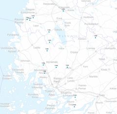 Putkisiltakohteet kartalla.