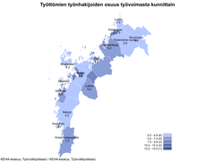 Kartta työllisyysasteilla