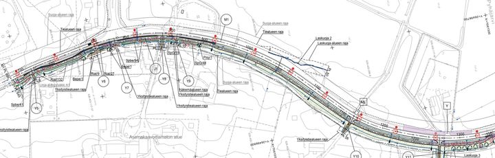 Suunnitelma piirrettynä kartalle.