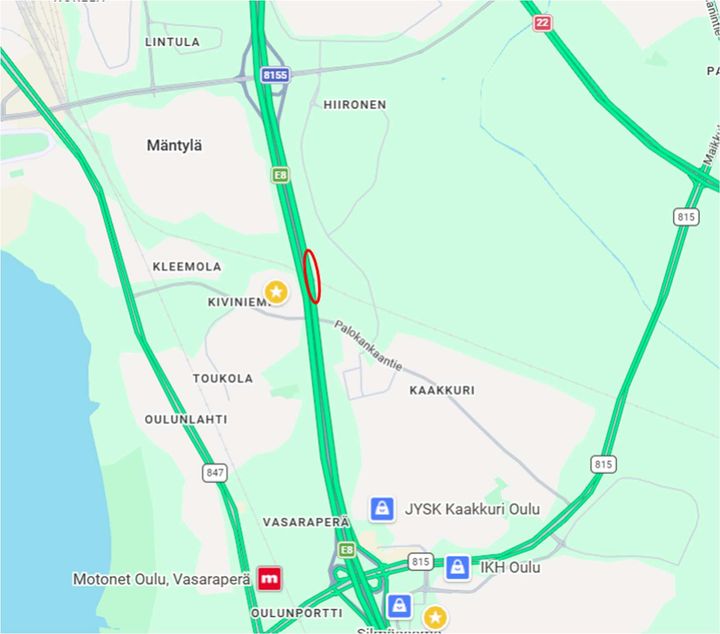 Sijaintikarttaan on merkitty Nokelan ylikulkusilta.