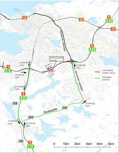 Varareitti 8.-9.9. välisenä yönä itään johtavan tunnelin B ollessa suljettuna