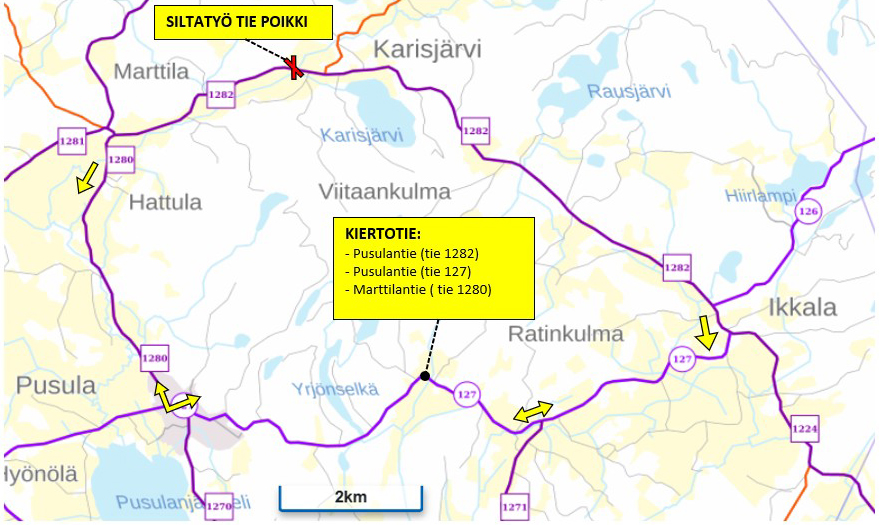 Lohjan Karisjärven putkisilta uusitaan – liikenne siirtyy kiertotielle lokakuussa