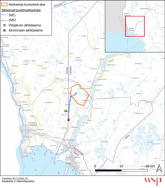 Hanke sijoittuu Keminmaan kunnan pohjoisosaan noin 17 kilometriä kunnan keskustaajamasta pohjoiseen. Hankkeen sähkönsiirtoyhteydet sijoittuvat lisäksi Tornion kaupungin alueelle.