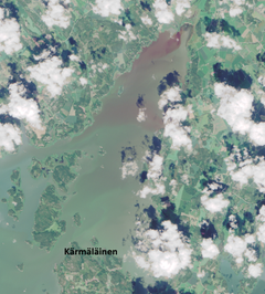 Satelliittikuva sinileväseurannan havaintopaikalta Kärmäläisissä.