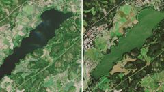 Kuva Enäjärven sinilevätilanteesta kesä- ja elokuussa.