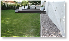 Sokkelin vieressä oleva sepeli pysyy tiukasti paikollaan ja on helppo pitää puhtaana.