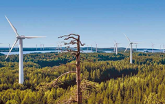 Taiteilijan näkemys tuulivoimateollisuusalueiden sopivuudesta kansallismaisemaan.