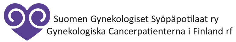 Kuvassa yhdistyksen logo: violetti sydän ja teksti Suomen Gynekologiset Syöpäpotilaat ry.