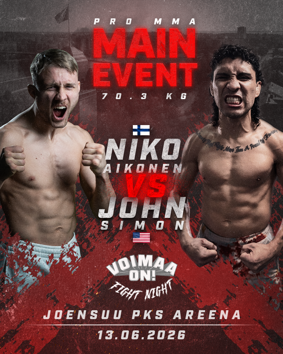 Kamppailu-urheilutapahtuma Fight Night järjestetään Joensuussa kesäkuussa