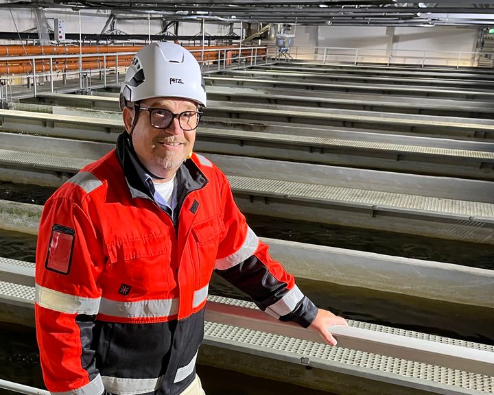 Mikko Karell at Finnforel's recirculating aquaculture facility in Varkaus, Finland.