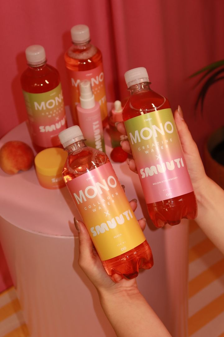 Clean Drink MONO-juomat: Peach & Melon Strawberry.